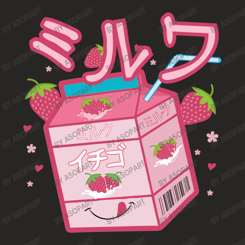 Japanese Strawberry Milk Shake Aesthetic Kawaii Otaku Ladies Fitted T-Shirt by AsopArt | Artistshot