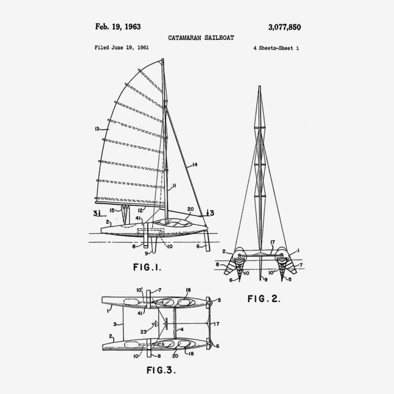 Catamaran Sailboat Blueprint Shirt   Old Sailing B Graphic T-shirt by arainro | Artistshot