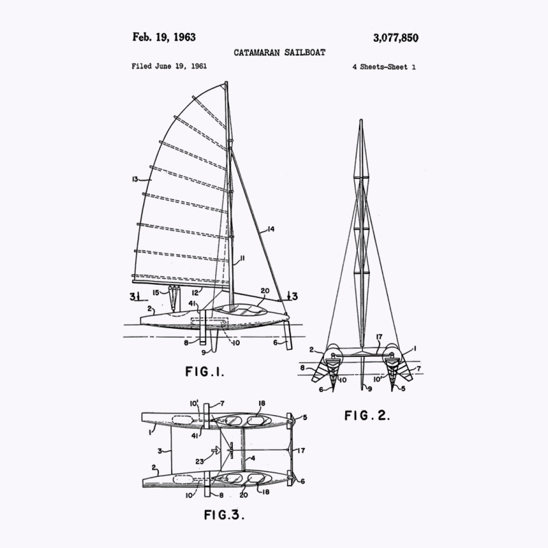 Catamaran Sailboat Blueprint Shirt   Old Sailing B Tank Top by arainro | Artistshot