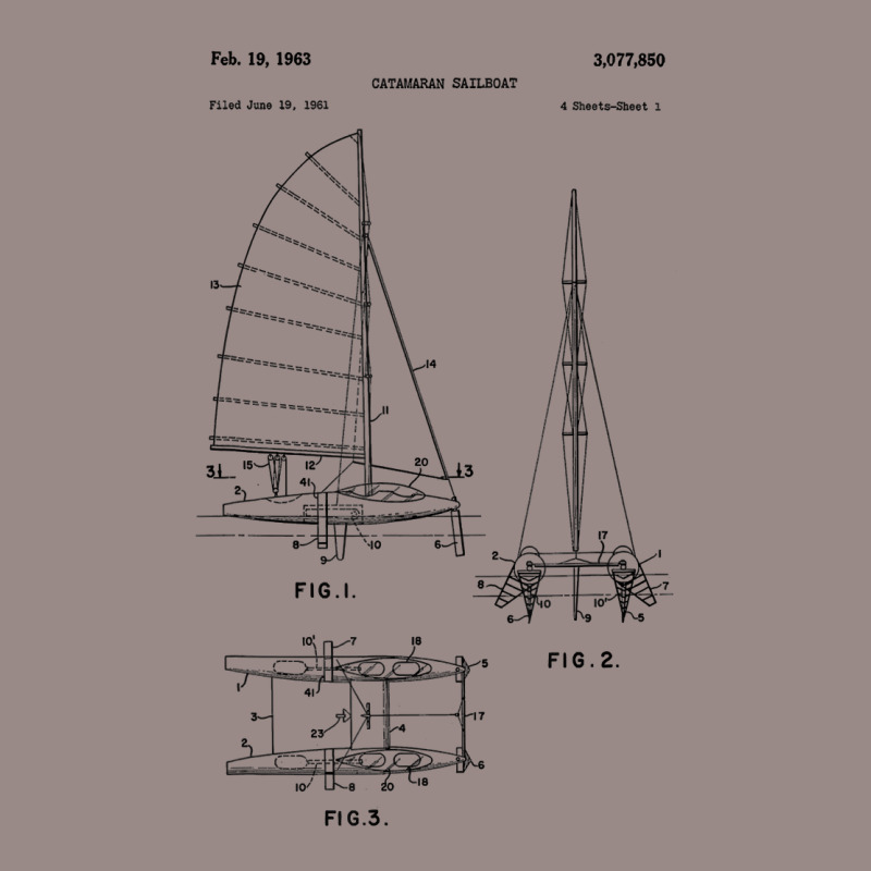 Catamaran Sailboat Blueprint Shirt   Old Sailing B Vintage T-Shirt by arainro | Artistshot