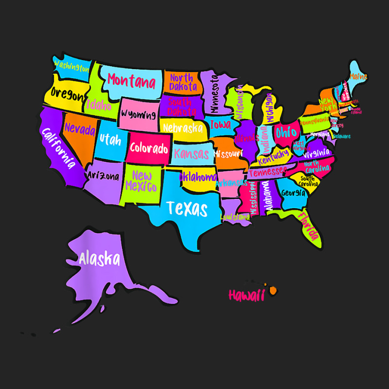 Colorful Us Map With States Names, United States U 3/4 Sleeve Shirt | Artistshot