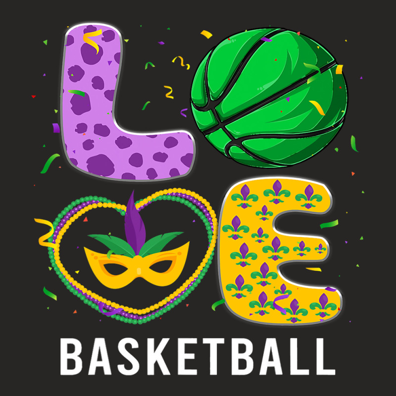 Love Basketball Ball Leopard Mardi Gras Fat Tuesda Ladies Fitted T-Shirt by PattonPlacex | Artistshot