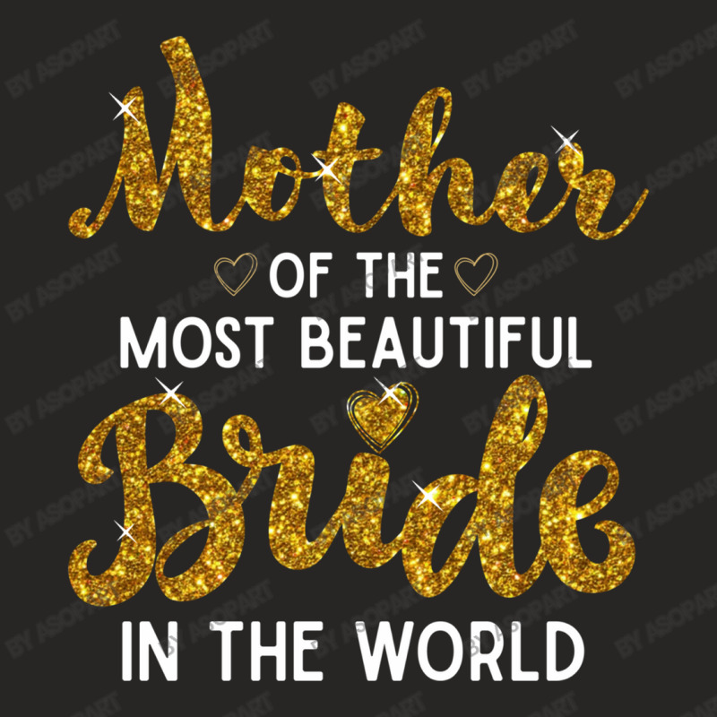 Mother Of The Most Beautiful Bride Golden Glitter Imitation Text Cute Ladies Fitted T-Shirt by AsopArt | Artistshot