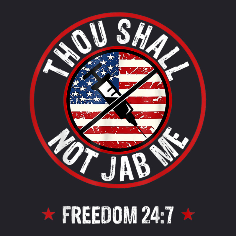 Thou Shall Not Jab Me Anti Vax No Vaccine Freedom Unisex Sherpa-Lined Denim Jacket by kranendon | Artistshot