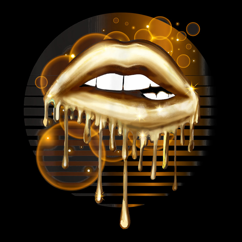 Gold Dripping Biting Lips Faux Lipstick Effect 80s Adjustable Cap | Artistshot