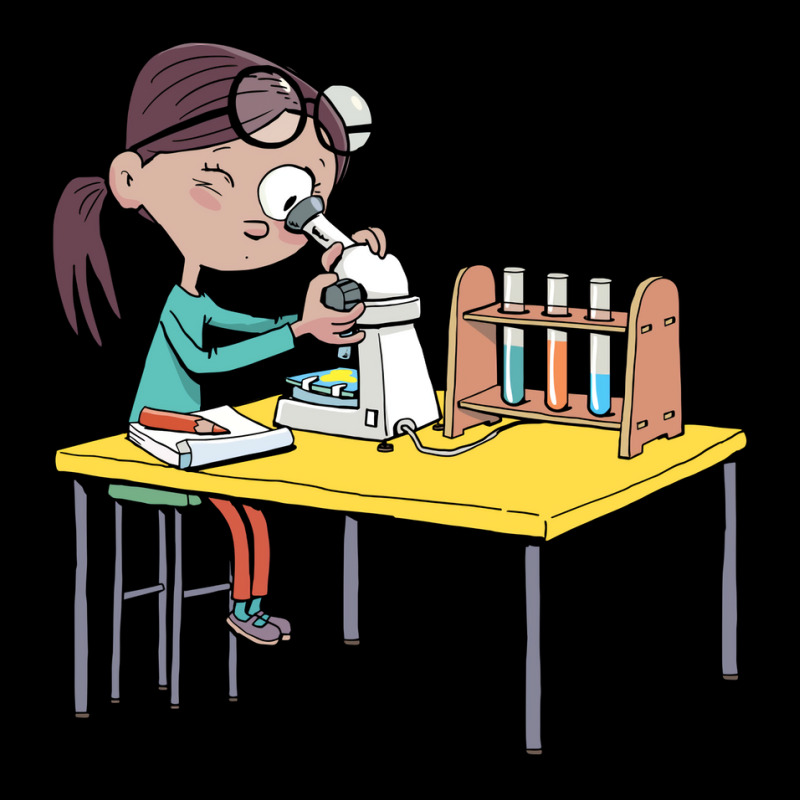 Girl With A Microscope Is Doing An Experiment And Kids Cap | Artistshot