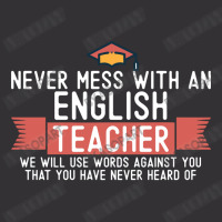 Never Mess With An English Teacher Quote Funny School Humor Vintage St Vintage Hoodie And Short Set | Artistshot