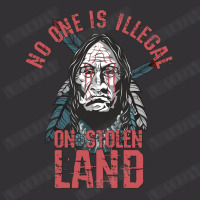 No One Is Illegal On Stolen Land Native American Red Paint At The Face Vintage Hoodie And Short Set | Artistshot