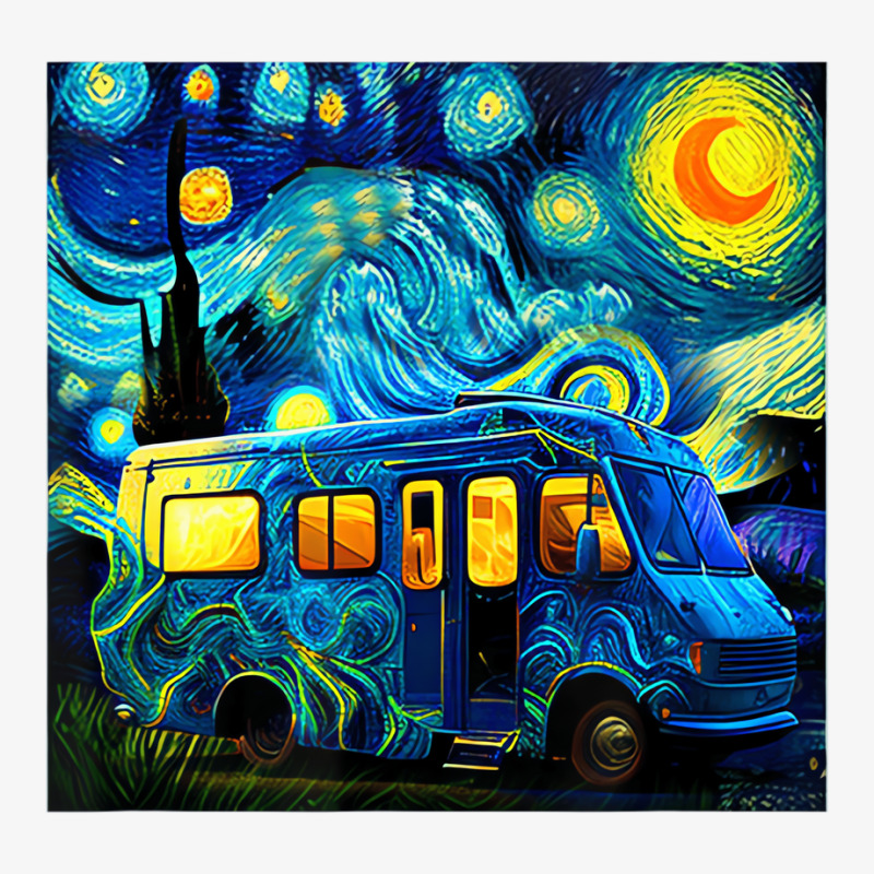 Camping Funny T Shirt, Rv Trailer, Van Gogh, Starr Ladies Fitted T-Shirt by terrilyn | Artistshot