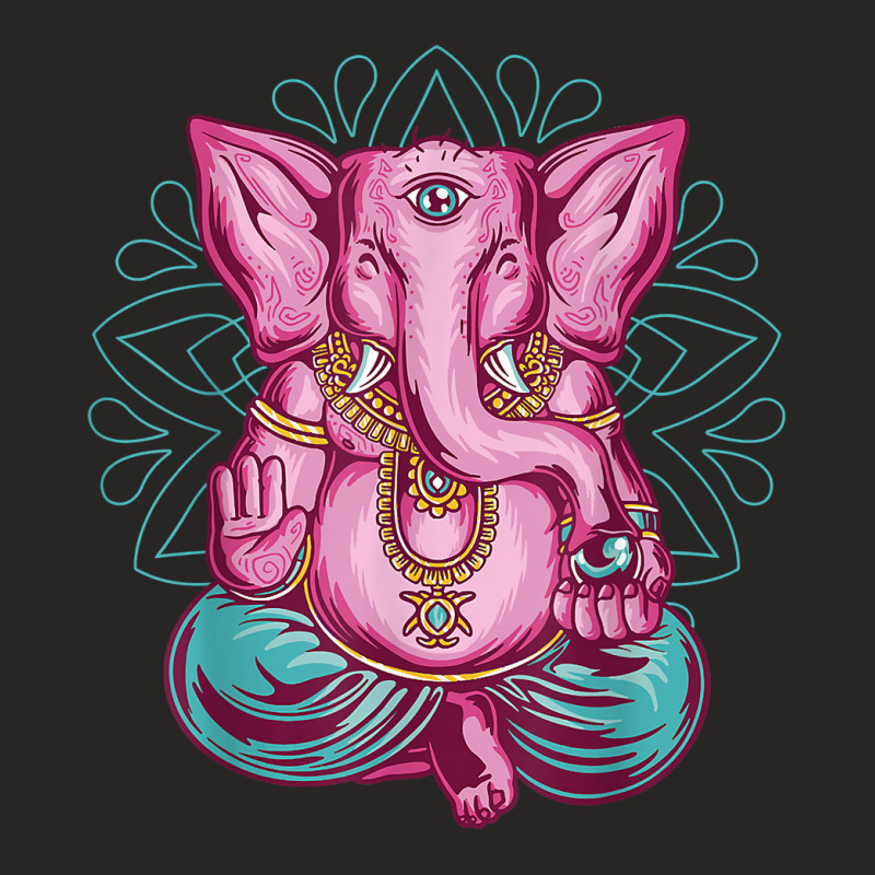 Elephant Meditation Mandala Ornament Lotus Seat Yo Ladies Fitted T-Shirt by doets | Artistshot