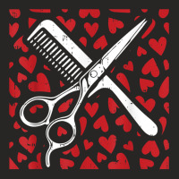 Scissor Comb Hearts Valentines Day Hair Stylist Dr Ladies Fitted T-shirt | Artistshot