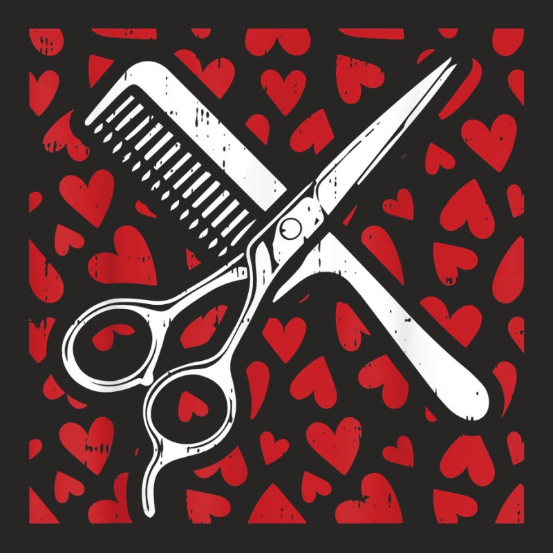 Scissor Comb Hearts Valentines Day Hair Stylist Dr Ladies Fitted T-Shirt by geisea | Artistshot