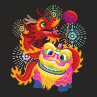 Happy Chinese New Year 2023 Lion Dragon Dance Luna Ladies Fitted T-shirt | Artistshot