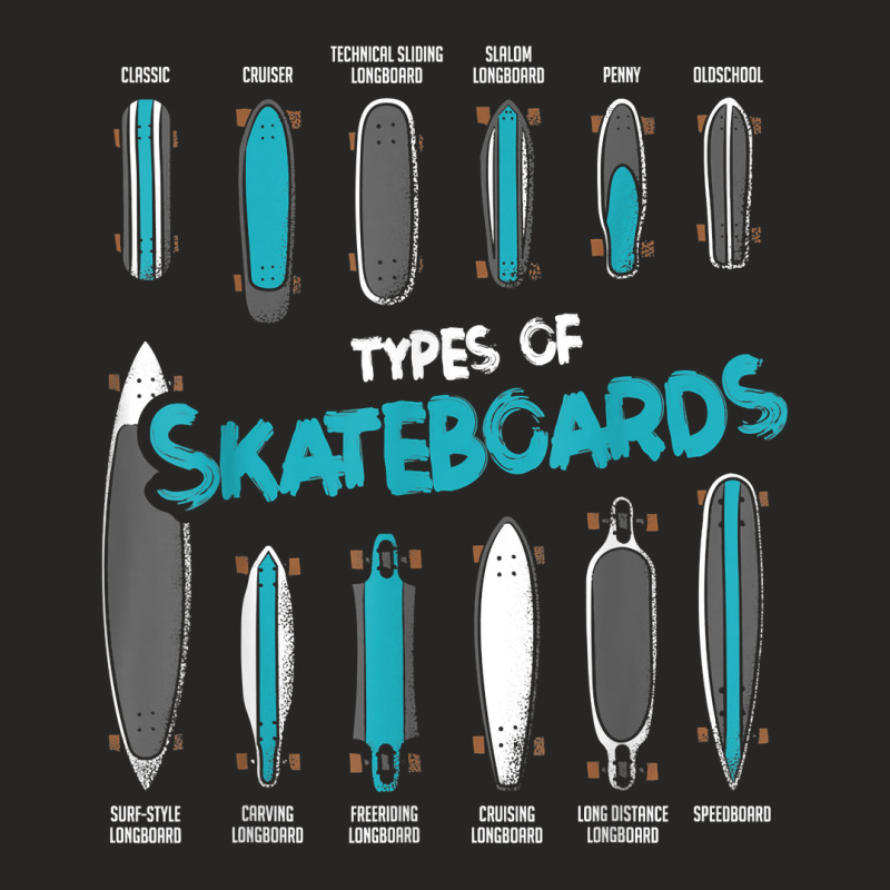 Types Of Skateboards Retro Boy Girl Skateboard Gif Ladies Fitted T-Shirt by coyagota | Artistshot