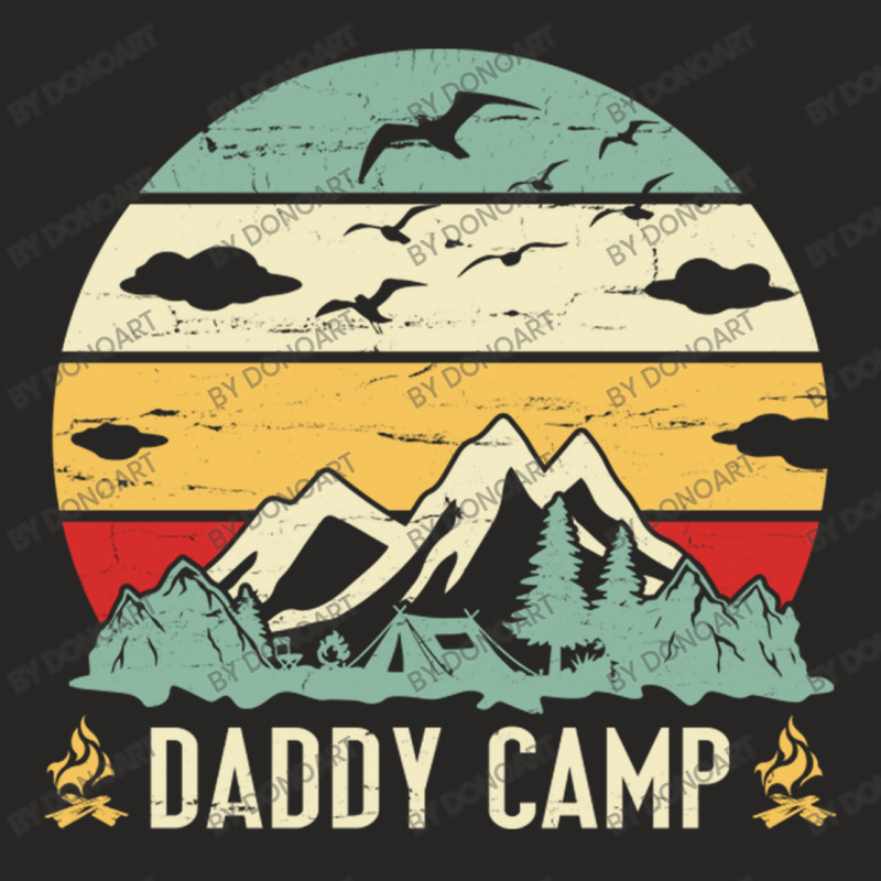 Mountain Tree Campfire Happy Camping Day Daddy Cam Ladies Fitted T-Shirt by DonoArt | Artistshot