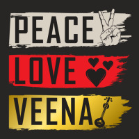 Peace Love Veena Instrument Veena Player Veena Vio Ladies Fitted T-shirt | Artistshot