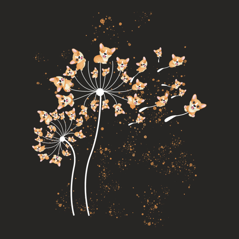 Cute Corgi Flower Dandelion Dog Lovers Corgi Tee W Ladies Fitted T-Shirt by arainro | Artistshot