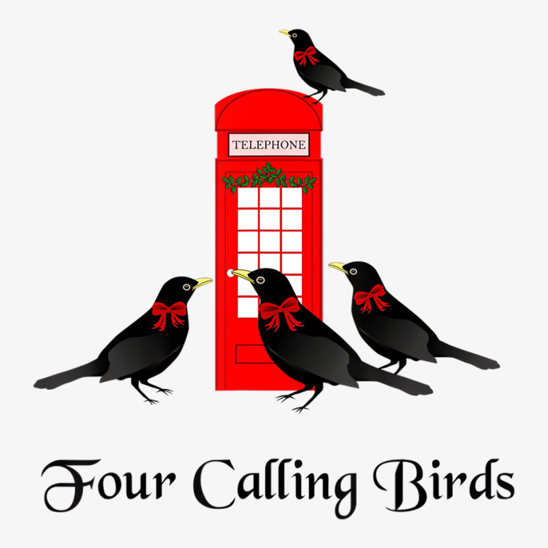 Funny Four Calling Birds Twelve Days Of Christmas Ladies Fitted T-Shirt by chomibe | Artistshot