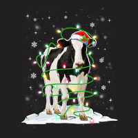 Cow Reindeer Hat Santa Christmas Lights Funny Cow  T-shirt | Artistshot