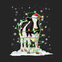 Cow Reindeer Hat Santa Christmas Lights Funny Cow  Unisex Hoodie | Artistshot