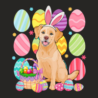 Cute Golden Easter Bunny Ear Colorful Easter Egg B Ladies Fitted T-shirt | Artistshot