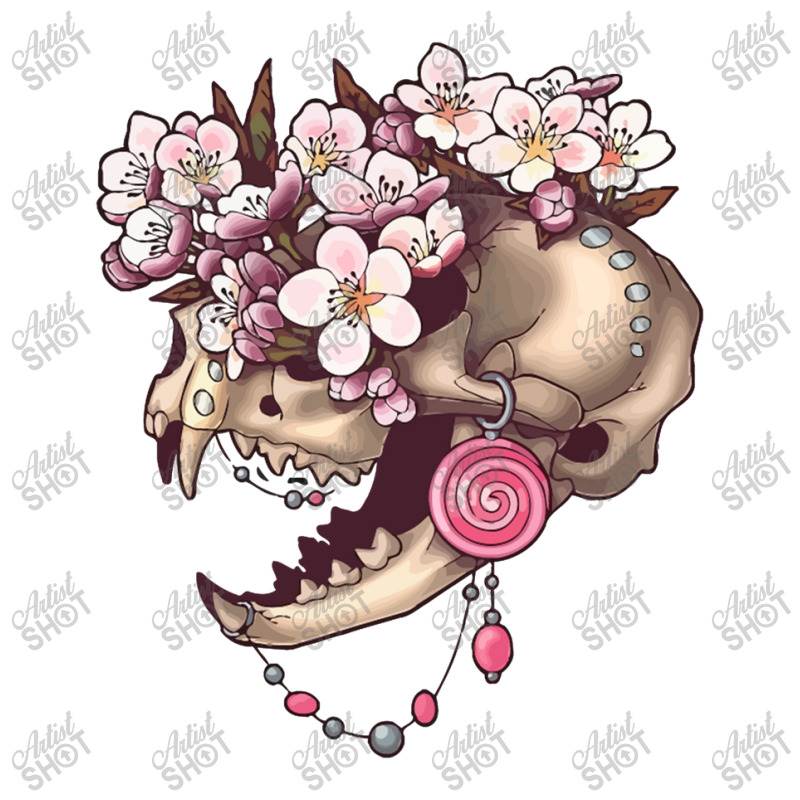 Fancy Cat Skull With Cherry Blossums Zipper Hoodie | Artistshot