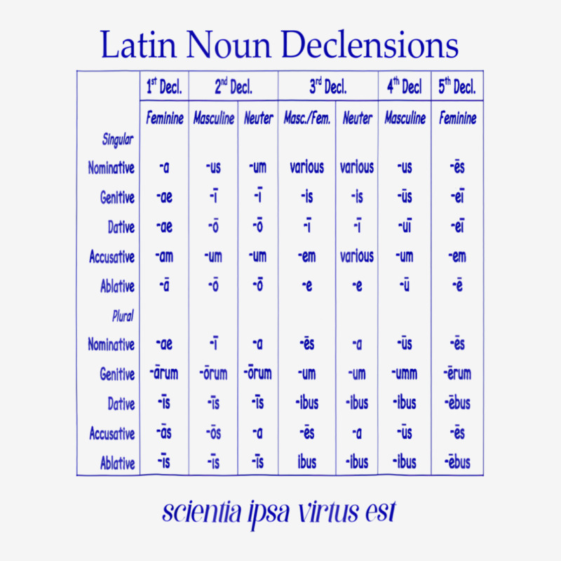 Latin Noun Declension Chart T Shirt For Classical Adjustable Cap by worrekal | Artistshot