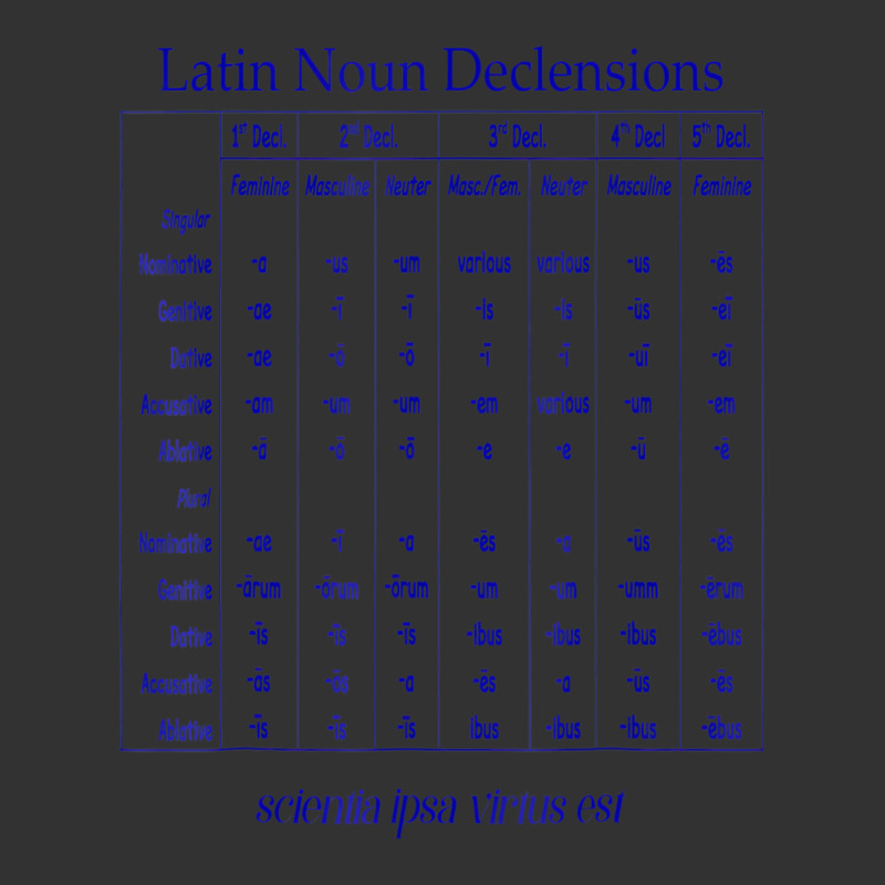 Latin Noun Declension Chart T Shirt For Classical Baby Bodysuit by worrekal | Artistshot