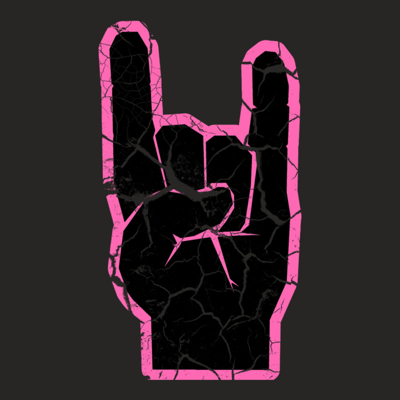 Heavy Metal Satan Horns Black & Hot Pink Cracked 1 Ladies Fitted T-Shirt by NANCYLTICKLE-SUMMERS | Artistshot