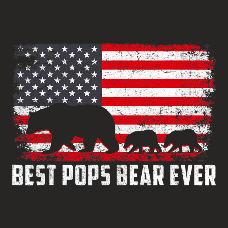 Best Pops Bear Ever Usa American Flag Fathers Day Ladies Fitted T-Shirt by spreesgomez | Artistshot