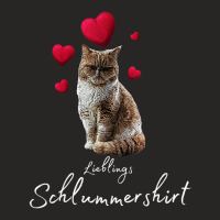 Lieblings Sleeping Shirt Cat With Heart Pyjamas Ca Ladies Fitted T-shirt | Artistshot