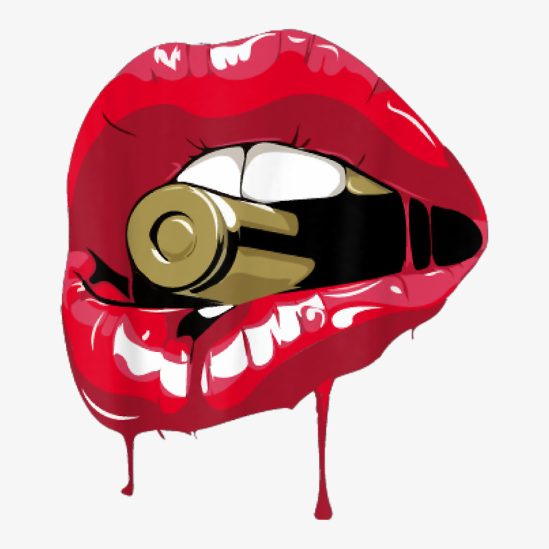 Red Lips Bullet Biting T Shirt Ladies Fitted T-Shirt by ewubea | Artistshot