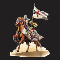 Knights Templar On A Horse Flag Deus Vult Crusader T-shirt | Artistshot