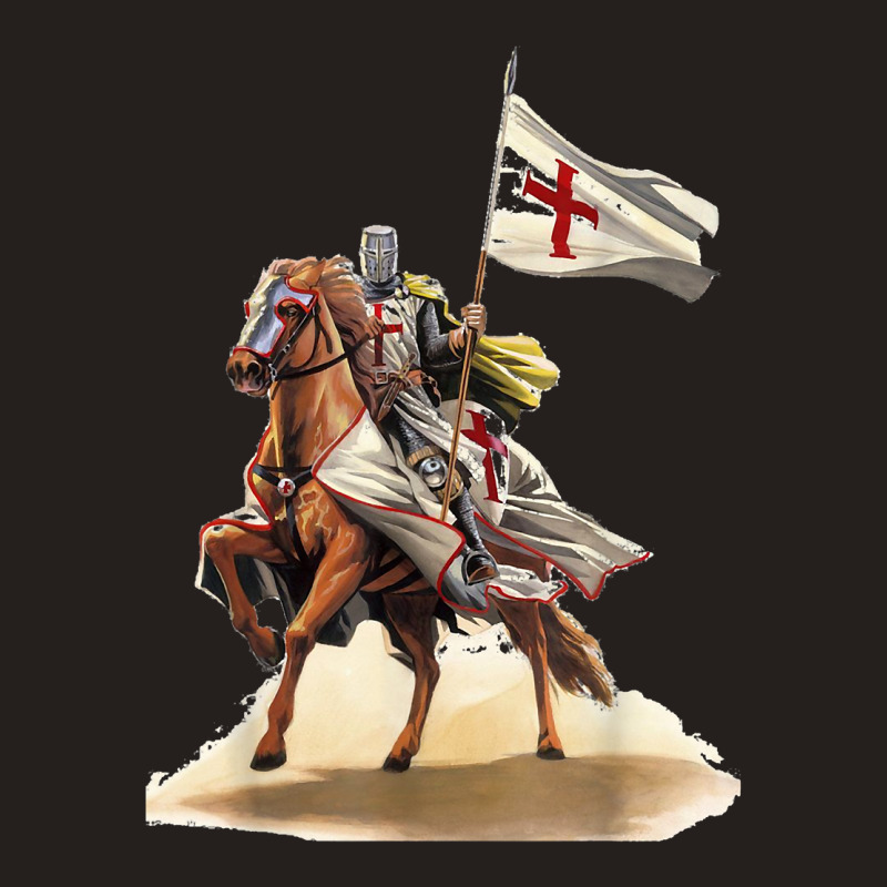 Knights Templar On A Horse Flag Deus Vult Crusader Tank Top | Artistshot