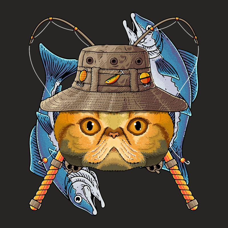 Fishing Exotic Shorthair Outdoor Fisherman Cat Fly Ladies Fitted T-Shirt by spreesgomez | Artistshot