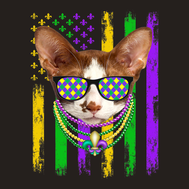 Cute Oriental Cat Lover American Flag Mardi Gras Tank Top | Artistshot