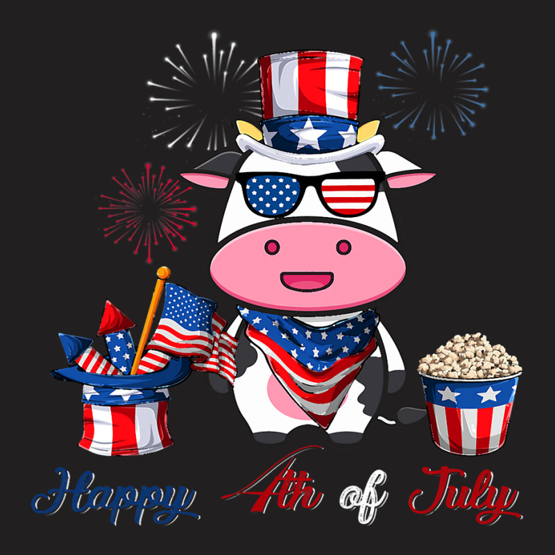 4th Of July Cute American Flag Funny Cow Fireworks T-shirt | Artistshot