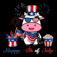 4th Of July Cute American Flag Funny Cow Fireworks V-neck Tee | Artistshot