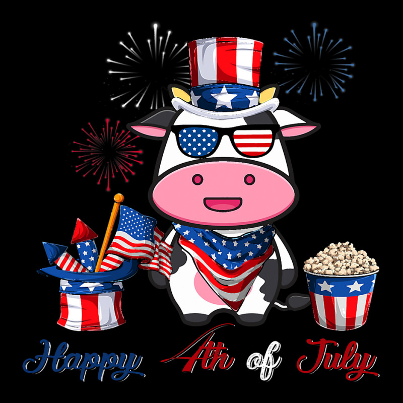 4th Of July Cute American Flag Funny Cow Fireworks V-neck Tee | Artistshot