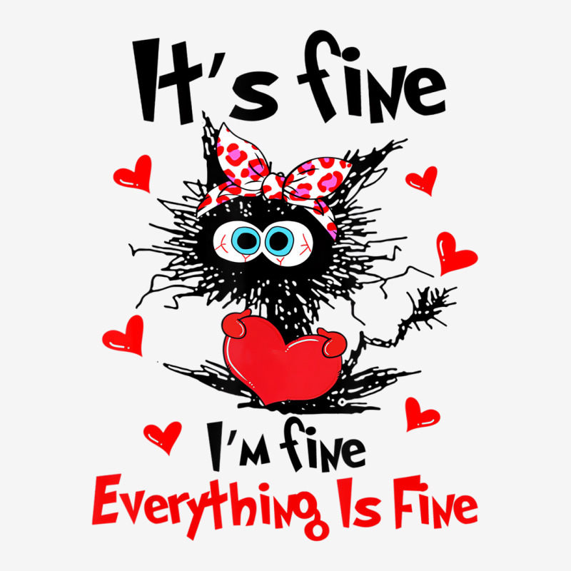 Black Cat Valentine It's Fine I'm Fine Everything Adjustable Cap | Artistshot