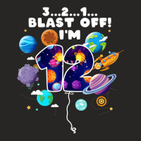 Outer Space Blast Off I'm 12 Space Theme 12th Birt Ladies Fitted T-shirt | Artistshot