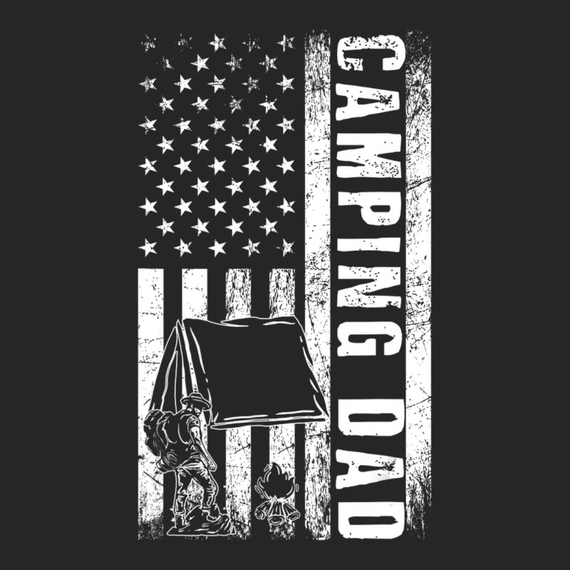 Camping Dad Usa Flag Camper Daddy Father's Day T S Ladies Fitted T-Shirt by ervanm | Artistshot