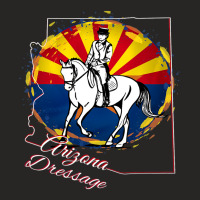 Arizona Dressage Horse And Rider With State Flag Ladies Fitted T-shirt | Artistshot