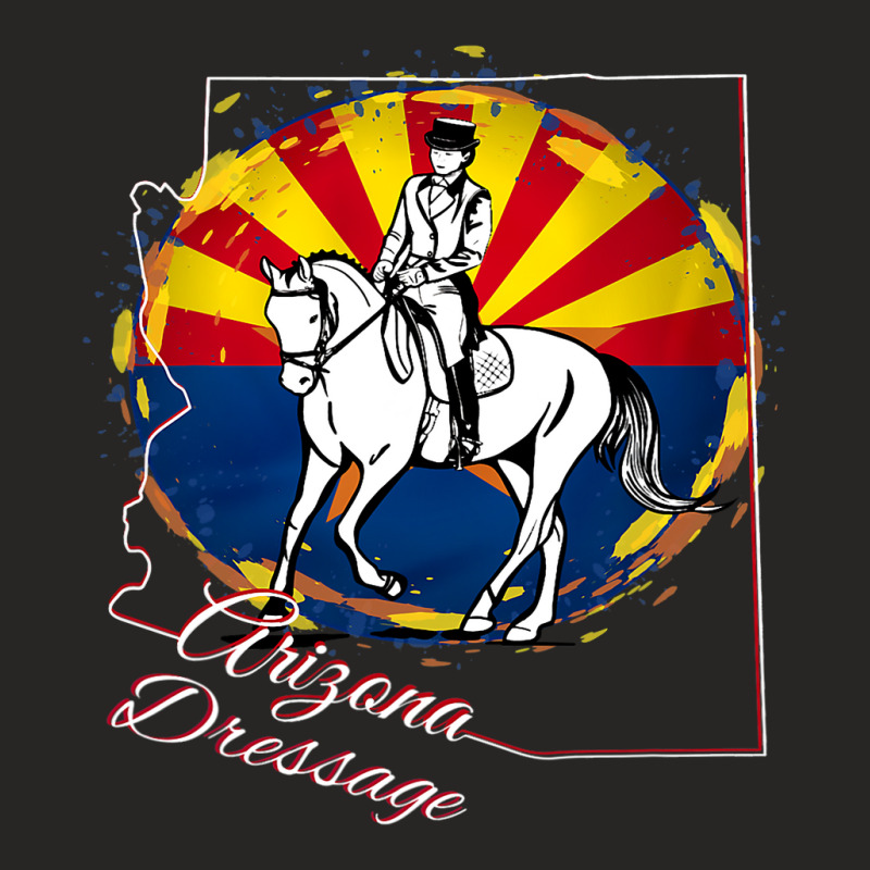 Arizona Dressage Horse And Rider With State Flag Ladies Fitted T-Shirt by AURRADILLARD | Artistshot