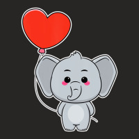 Elephant Heart Balloon Valentines Day Cute Animal Ladies Fitted T-shirt | Artistshot