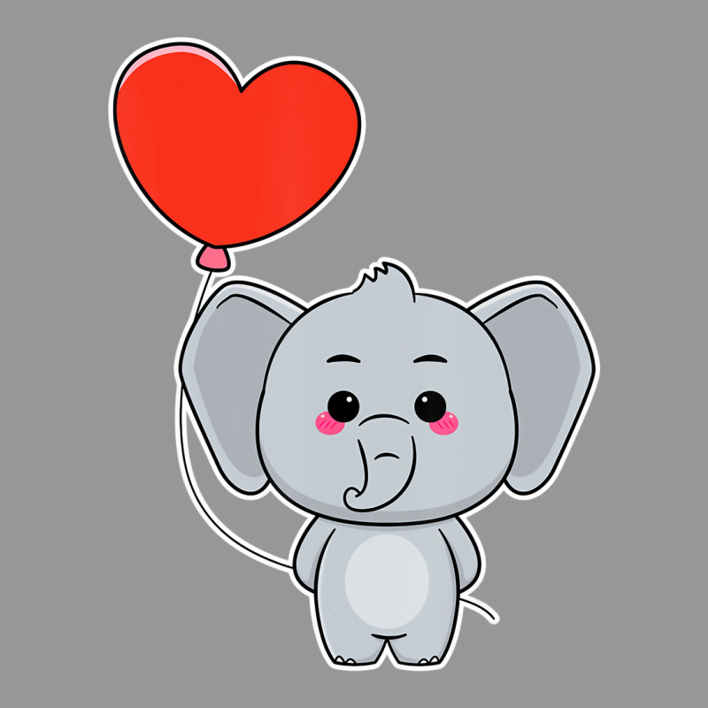 Elephant Heart Balloon Valentines Day Cute Animal Women's V-Neck T-Shirt by lavinia | Artistshot