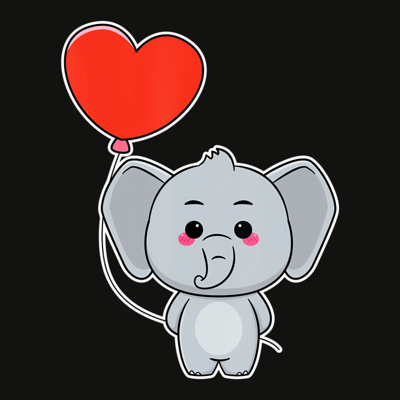 Elephant Heart Balloon Valentines Day Cute Animal Scorecard Crop Tee by lavinia | Artistshot