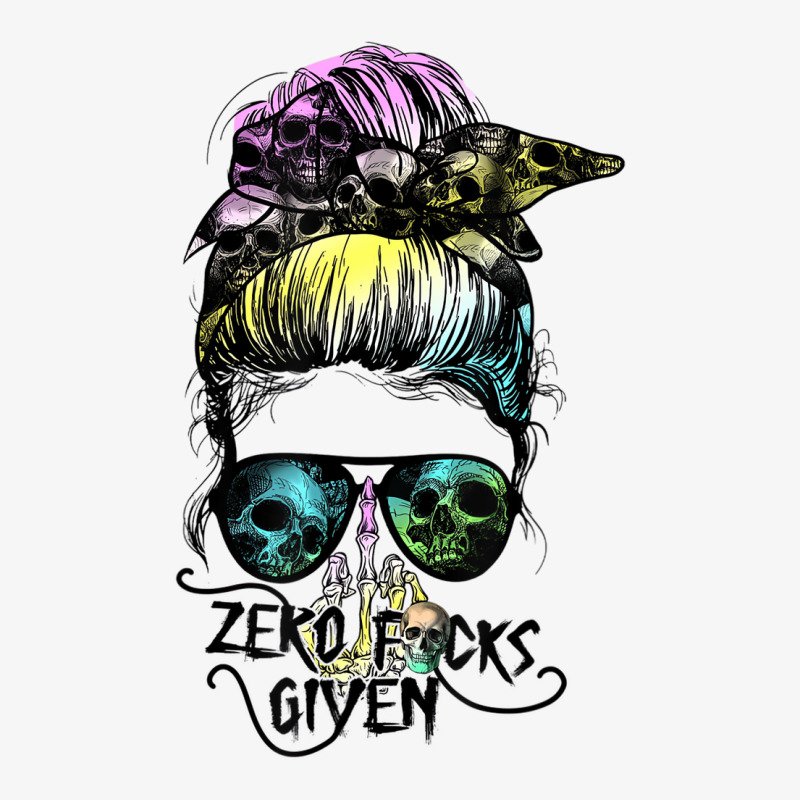 Zero Fucks Given Skull Middle Finger Messy Bun Hal Ladies Fitted T-Shirt by mauthe | Artistshot