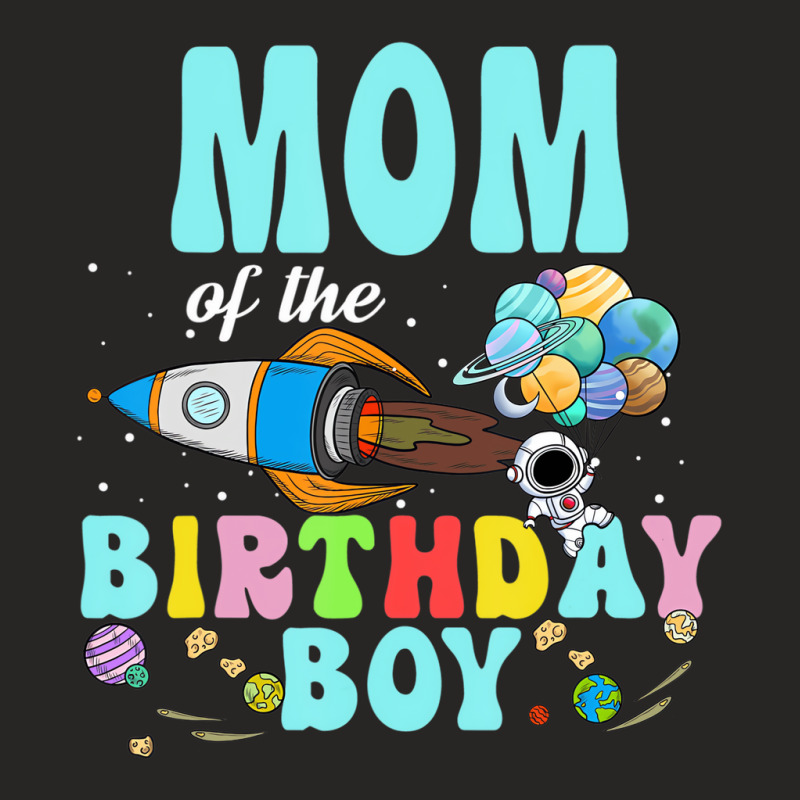 Mom Of The Birthday Astronaut Boy Space Party T Sh Ladies Fitted T-Shirt by bettincam | Artistshot