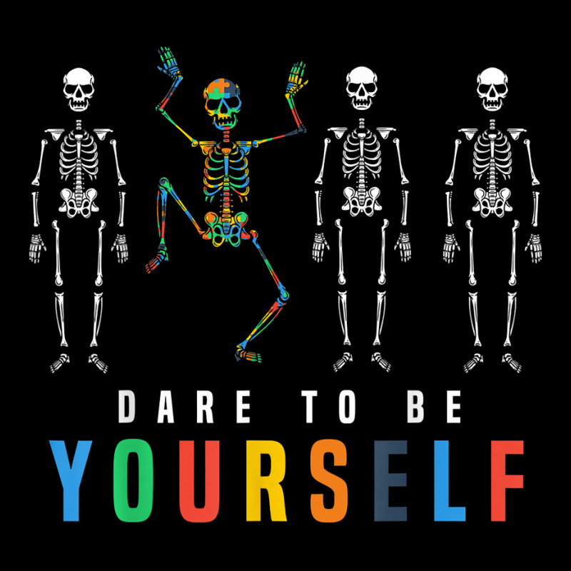 Skeleton Dabbing Dare To Be Yourself, Funny Autism V-neck Tee | Artistshot